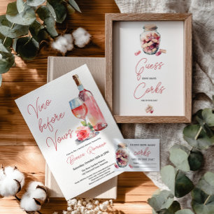 Invitación Vino Moderno Rosado Antes de las Votos Despedida d