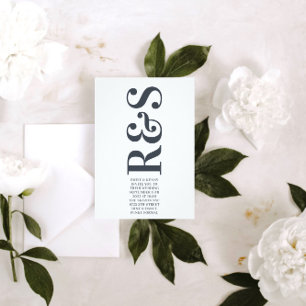 Invitación Gran monograma moderno negrita negrita Boda verde 