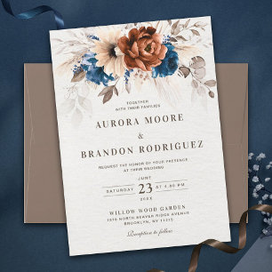 Tarjeta De Agradecimiento Terracota Marina Blue Pampas Ducha de Novias Grass