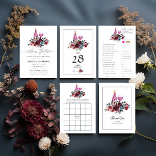 Invitación Boho Borgoña y el bingo de novias de la Marina
