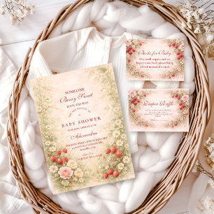 Invitación Ducha de Bebé de Flor de Fresa