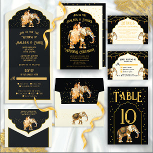 Invitación Todo En Uno Boda del Elefante de Groom Bride la India