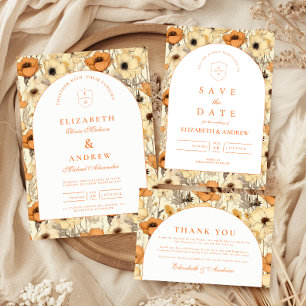 Tarjeta De Agradecimiento Boda Floral de Otoño Romántica