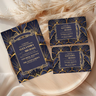 Invitación Boda Art Deco morado vintage