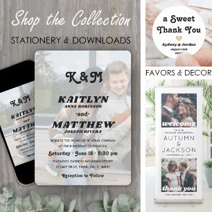 Invitación Superposición de Monograma Retro con Estilo para 2