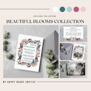 Invitación Hermoso Boda Verde azulado Floral Spring Pastel