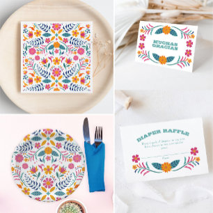 Plato De Papel Colorido Fiesta Floral Baby Shower