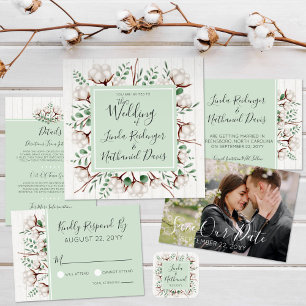 Invitación Save the Date Rustic Southern Cotton Boda Foto