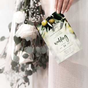 Invitación Lemon Grove   Moderno Boda de verano amarillo y ve