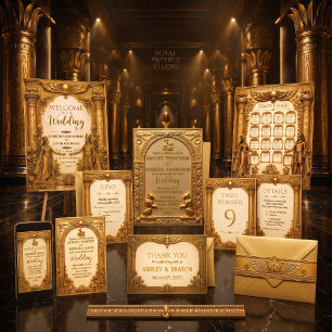 Invitación Elegante Boda egipcio de oro