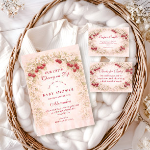 Invitación Cherry Bloom Fiesta Floral para Baby Shower 