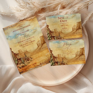 Invitación Vintage Western Cowboy Rustic Country Wedding