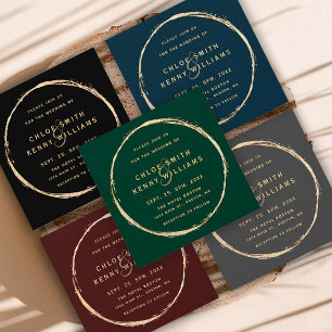 Invitación Burgundy Marsala Rustic Gold Circle Boda Square
