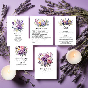 Invitación a la boda floral de lavanda digital