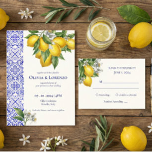Etiqueta Boda Mediterránea Azul y Rama de Limón Regalo de A