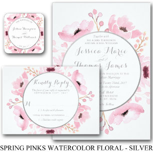 Invitación Boda floral acuático Spring Pinks
