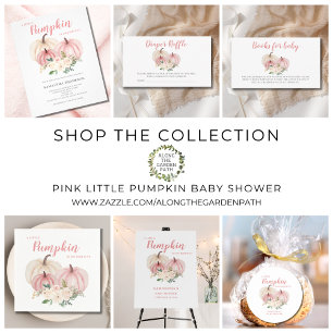 Flyer Invitación Baby Shower rosada de calabaza pequeña 