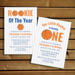 Invitación Primer cumpleaños de Rookie Basketball