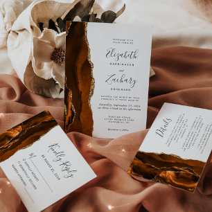 Tarjeta de respuesta de boda de ágata naranja quem