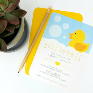 Invitación Magnética Baby Shower de Bath de burbuja de goma amarilla Du