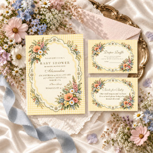 Tarjeta De Recepción Sorteo de pañales de flores silvestres Cottagecore