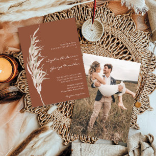 Invitación a la boda bohemiana de terracota