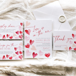 Invitación Corazones rojos Valentine Baby Shower Love Post