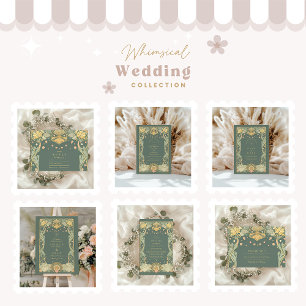 Tarjeta De Agradecimiento Elegante Boda Art Nouveau