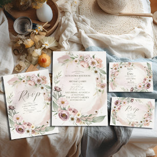 Reserva La Fecha Flor silvestre Boda Boho Country Floral