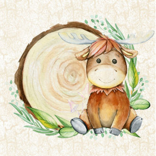 Invitación Cute Moose Watercolor Baby Shower