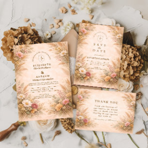 Invitación Boda floral de otoño suave