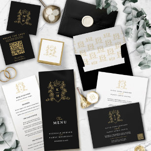 Tarjeta De Recepción Boda QR foto compartir amor corona de corazón mono