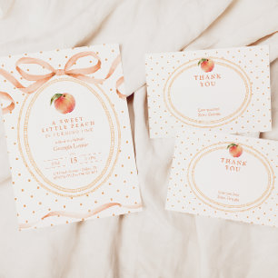 Invitación Cumpleaños de Melocotón Dulce Pequeño de Polkadot 