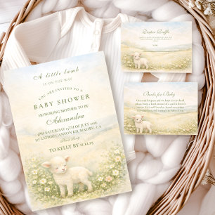 Invitación Ducha de bebé floral prado cordero de pie vintage