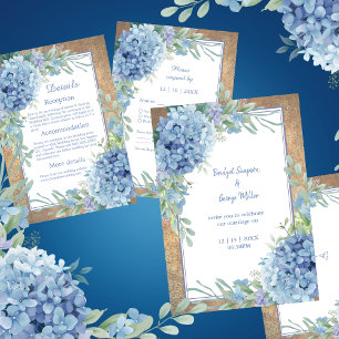 Servilleta De Papel Boda Monograma de Hidrangea Azul Romántica