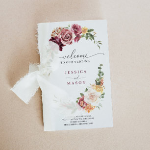 Invitación Bienvenida al Boda Itinerario Boda Boho Country
