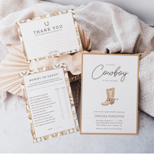Invitación Little Cowboy Modern Western Rodeo Baby Shower