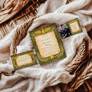 Invitación Fiesta de graduación militar vintage