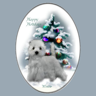 Tarjeta Festiva Regalos de Navidades de West Highland White Terrie