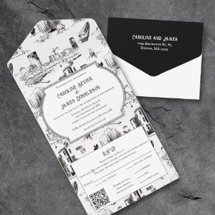 Tarjeta RSVP de Boston Toile