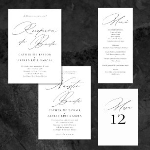 Invitación Boda de escritura negra en castellano