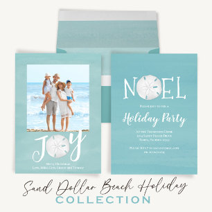 Tarjeta Festiva Noel Photo Navidades Blue Beach Sand Dollar