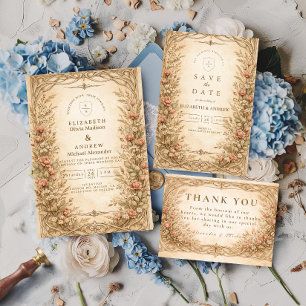 Invitación Boda de Jardín de Flores Silvestres Botánicas Vint