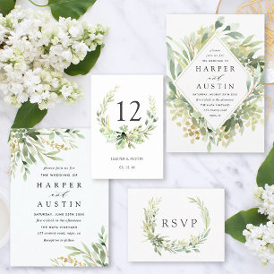 Invitación a la boda botánica del follaje verde