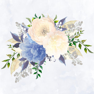 Invitación Boda de Peonía Botánica Azul Polvo de color Amaril