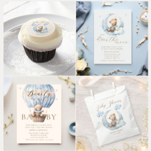 Invitación Teddy Bear Moon Over the Moon Baby Shower
