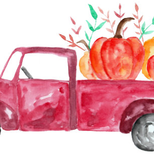 Invitación Caída del otoño del camión rojo de la pequeña cala