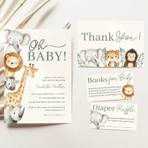 Tarjeta De Recepción Libros De Animales De Safari De La Selva Verde Par