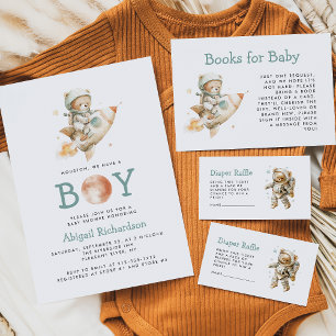 Invitación Ducha de bebé niño astronauta con oso de peluche l