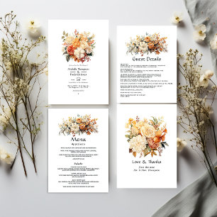 Invitación a la boda con champán y marfil floral